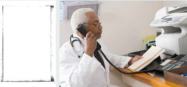 Doctor going through faxed medical records while on call